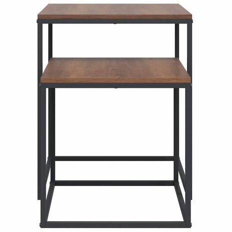 Salontafelset 2 st bewerkt hout en metaal 5