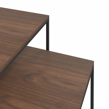 Salontafelset 2 st bewerkt hout en metaal 8