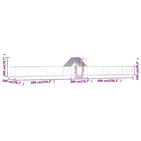 Kippenren 14x2x2 m gegalvaniseerd staal 7