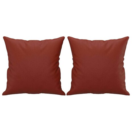 Sierkussens 2 st 40x40 cm kunstleer wijnrood 2