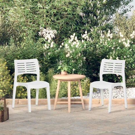 Tuinstoelen 2 st polypropeen wit 1