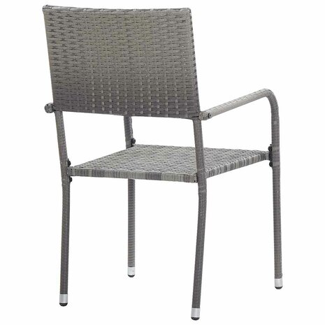 Tuinstoelen 2 st stapelbaar poly rattan grijs 5