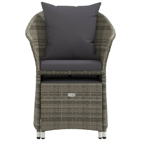 2-delige Loungeset met kussens poly rattan grijs 5