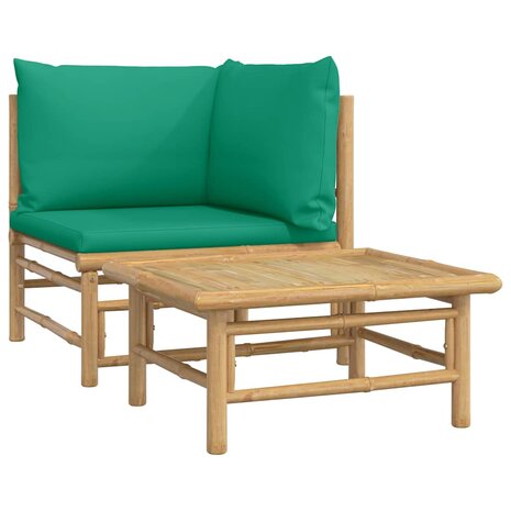 2-delige Loungeset met kussens bamboe groen 2