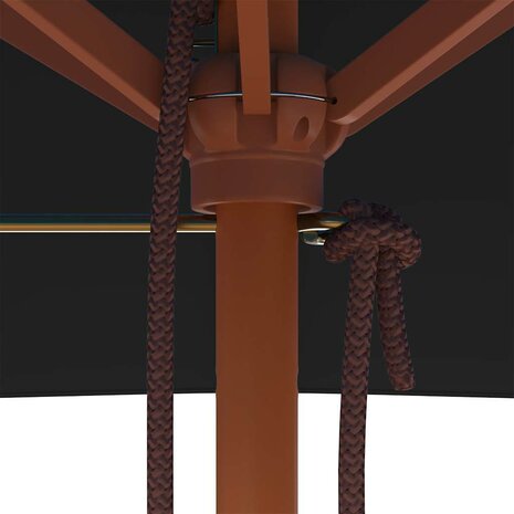 Parasol met houten paal 150x200 cm zwart 9