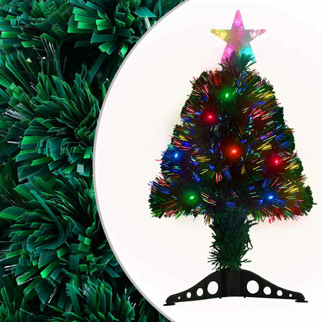 Kunstkerstboom met standaard en LED 64 cm glasvezel 1