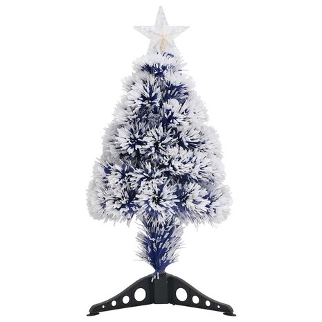 Kunstkerstboom met verlichting 64 cm glasvezel wit en blauw 2