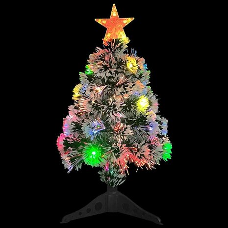 Kunstkerstboom met verlichting 64 cm glasvezel wit en blauw 3