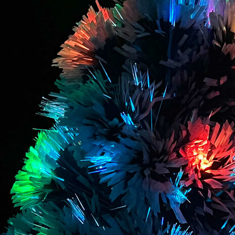 Kunstkerstboom met verlichting 64 cm glasvezel wit en blauw 4