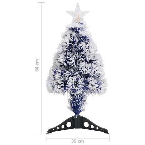 Kunstkerstboom met verlichting 64 cm glasvezel wit en blauw 8
