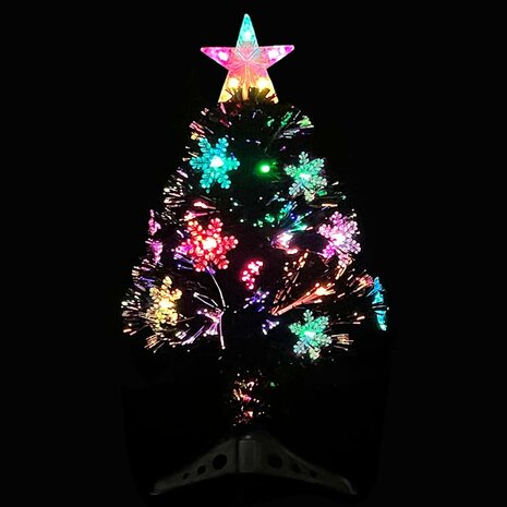 Kerstboom met LED-sneeuwvlokken 64 cm glasvezel zwart 3