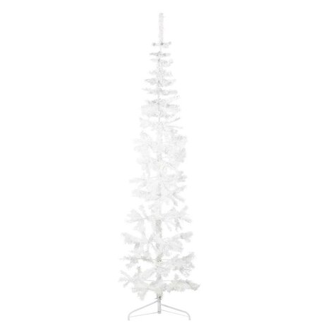 Kunstkerstboom half met standaard smal 240 cm wit 1