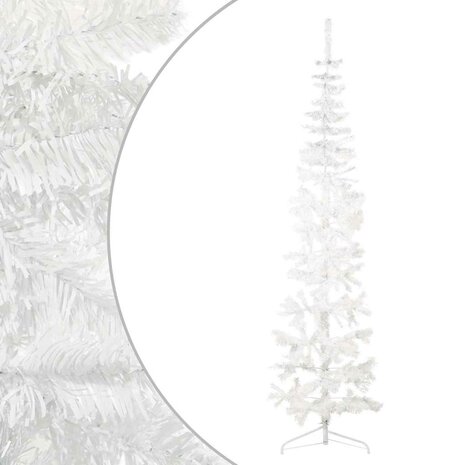 Kunstkerstboom half met standaard smal 240 cm wit 2