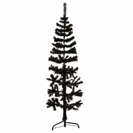 Kunstkerstboom half met standaard smal 150 cm zwart 1