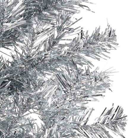 Kunstkerstboom half met standaard smal 180 cm zilverkleurig 8