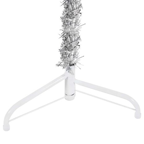 Kunstkerstboom half met standaard smal 180 cm zilverkleurig 9