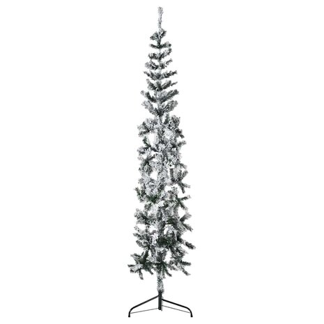 Kunstkerstboom half met sneeuw smal 180 cm 1