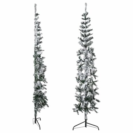 Kunstkerstboom half met sneeuw smal 180 cm 5