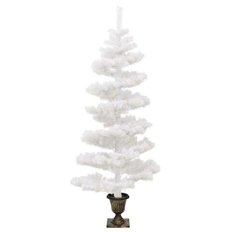 Kunstkerstboom met verlichting en pot 120 cm PVC wit 4