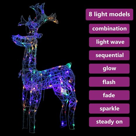 Kerstversiering rendier 90 LED's 60x16x100 cm acryl 3