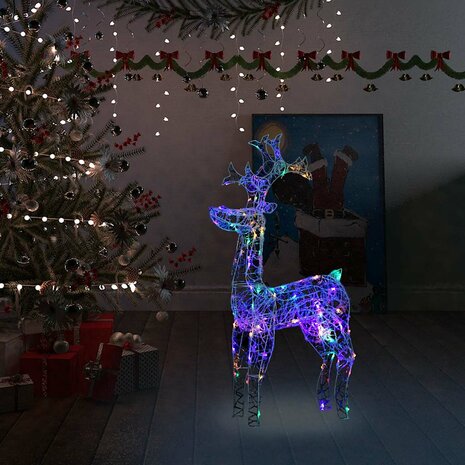 Kerstversiering rendier 90 LED's 60x16x100 cm acryl 4