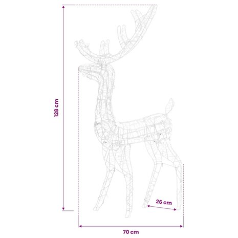 Kerstversiering rendier 140 LED's 128 cm acryl blauw 9