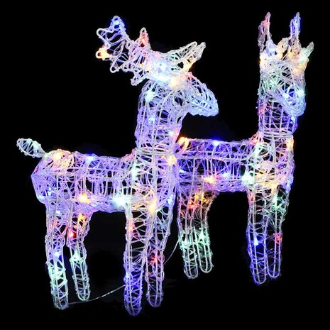 Kerstrendieren 2 st 80 LED's acryl meerkleurig 1