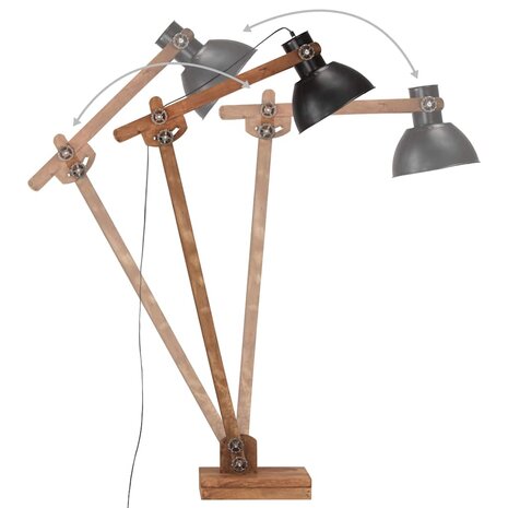 Vloerlamp E27 massief mangohout zwart 5
