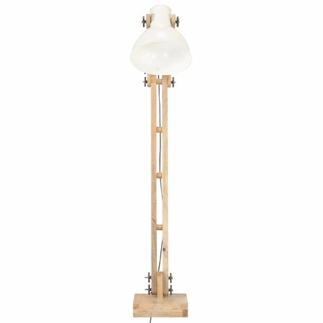 Vloerlamp E27 massief mangohout wit 3