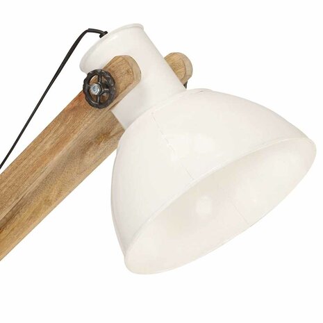 Vloerlamp E27 massief mangohout wit 6