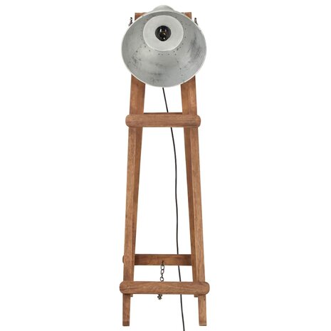 Vloerlamp E27 massief mangohout zilverkleurig 3