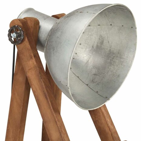 Vloerlamp E27 massief mangohout zilverkleurig 5