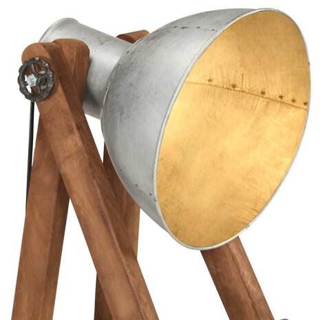 Vloerlamp E27 massief mangohout zilverkleurig 6