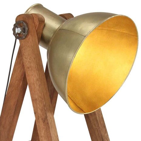 Vloerlamp E27 massief mangohout messingkleurig 6