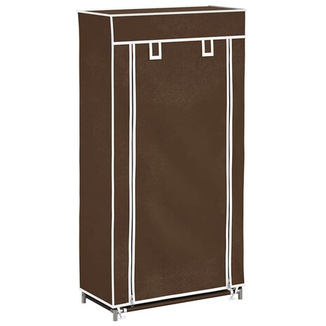 Stoffen schoenenrek met hoes 58 x 28 x 106 cm bruin 2