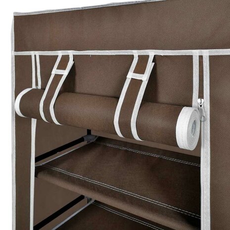 Stoffen schoenenrek met hoes 58 x 28 x 106 cm bruin 7
