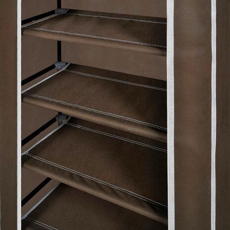 Stoffen schoenenrek met hoes 58 x 28 x 106 cm bruin 8