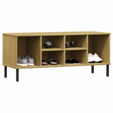 Schoenenrek met metalen poten OSLO 106x35x45cm grenenhout bruin 3