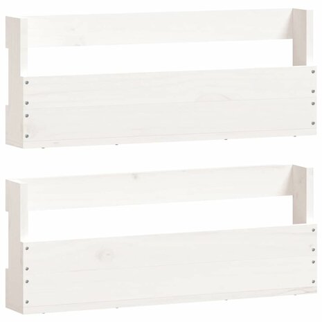 Schoenenrekken 2 st 59x9x23 cm massief grenenhout wit 2