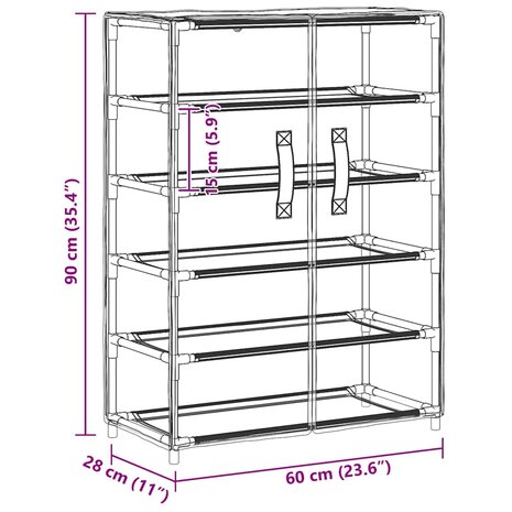Schoenenkast 60x30x90 cm stof zwart 9
