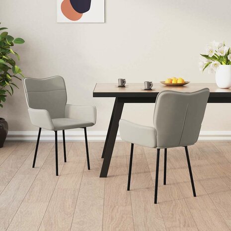 Eetkamerstoelen 2 st fluweel lichtgrijs 1