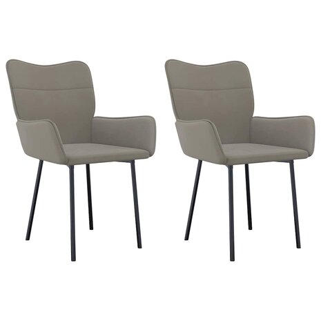 Eetkamerstoelen 2 st fluweel lichtgrijs 2