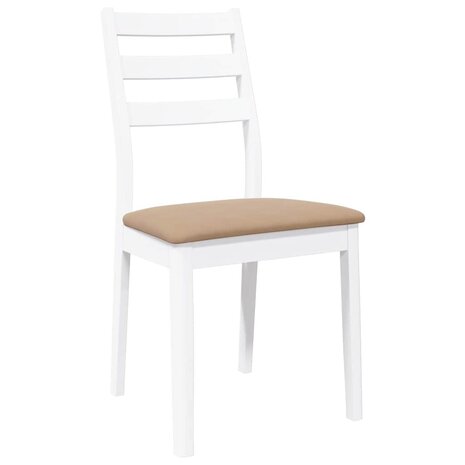 Eetkamerstoelen met kussens 2 st massief hout rubber wit 4