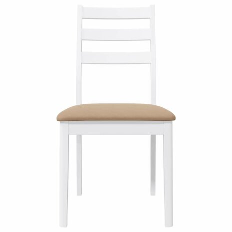 Eetkamerstoelen met kussens 2 st massief hout rubber wit 5