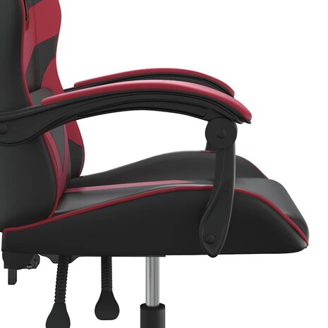 Gamestoel draaibaar kunstleer zwart en wijnrood 7