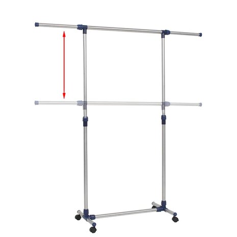 Kledingrek verstelbaar 165x44x150 cm roestvrij staal zilver 7
