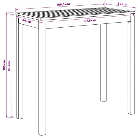 Tuin Bartafel Wit 108,5 x 55 x 105 cm Massief Acaciahout 8