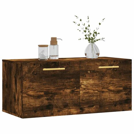 Wandkast 80x36,5x35 cm bewerkt hout gerookt eikenkleurig 9