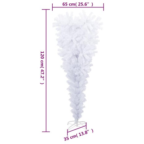Kunstkerstboom met standaard omgekeerd 120 cm wit 7
