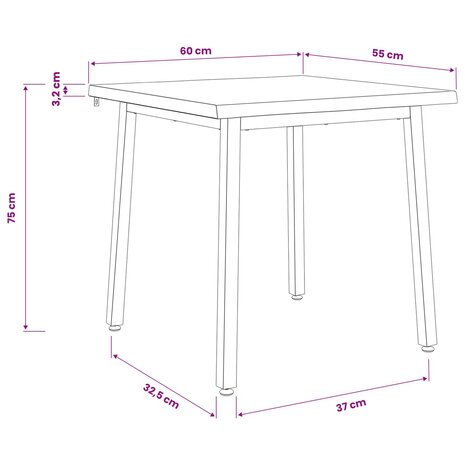 Live Edge Eettafel 60 x 55 x 75 cm Massief Acaciahout 9